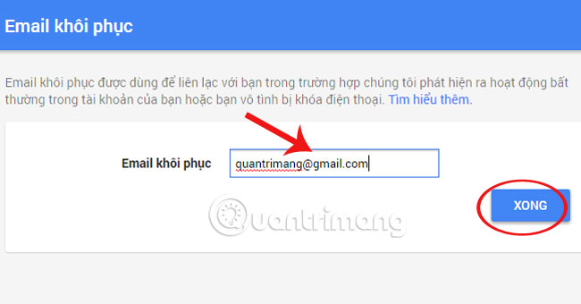 Instructions for adding recovery email to Gmail Picture 5