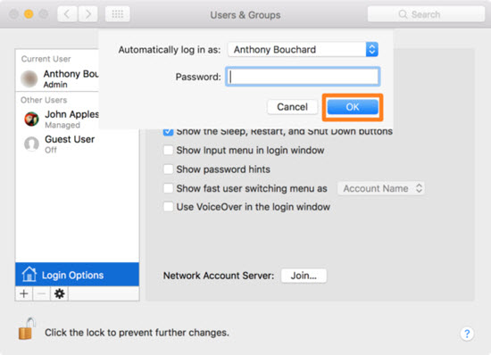 Instructions for automatic login on Mac Picture 7