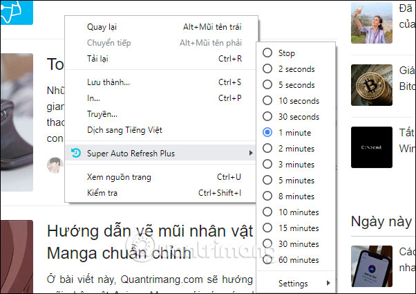 Instructions for automatic website refresh on Chrome Picture 11