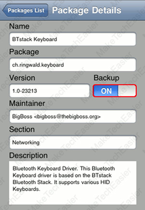 Instructions for backing up Cydia iPhone application with PkgBackup Picture 11