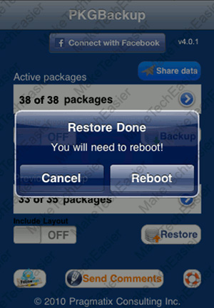 Instructions for backing up Cydia iPhone application with PkgBackup Picture 19
