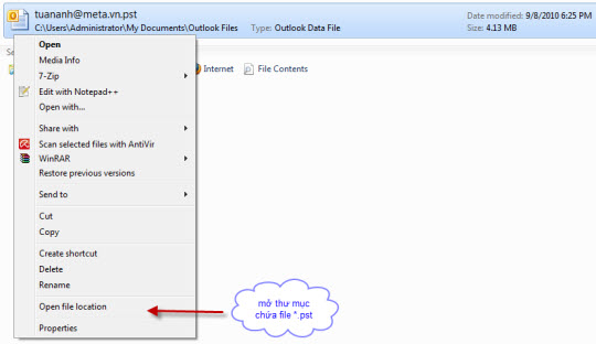 Instructions for basic steps to backup Outlook data Picture 2