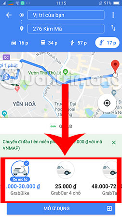 Instructions for booking Grab car on Google Maps Picture 4