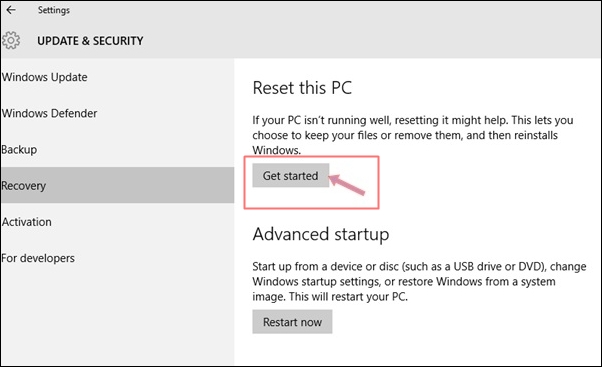 Instructions for bringing Windows 10 back to the default 'root' installation state Picture 3