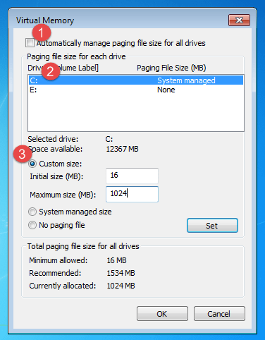 Instructions for changing Pagefile.sys size and location on Windows Picture 6