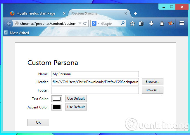 Instructions for changing the wallpaper for Firefox Picture 4