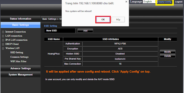 Instructions for changing Viettel WiFi modem password Picture 4