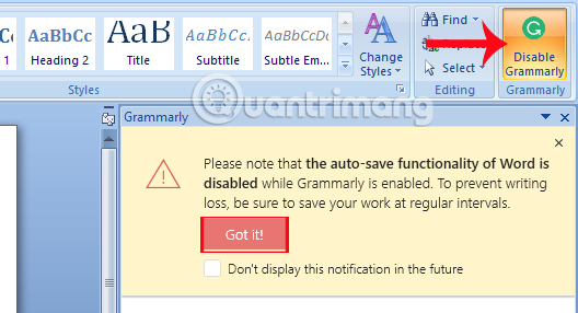Instructions for checking English on Word by Grammarly Picture 9