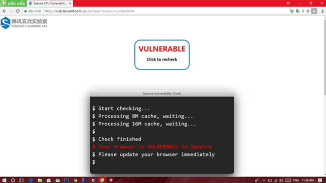 Instructions for checking the Specter vulnerability for the browser with Tencent's tool Picture 2