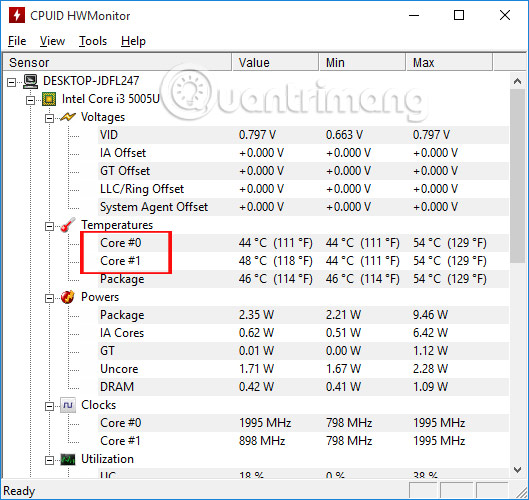 Instructions for checking the temperature of CPU, VGA, hard drive of computer, laptop Picture 2
