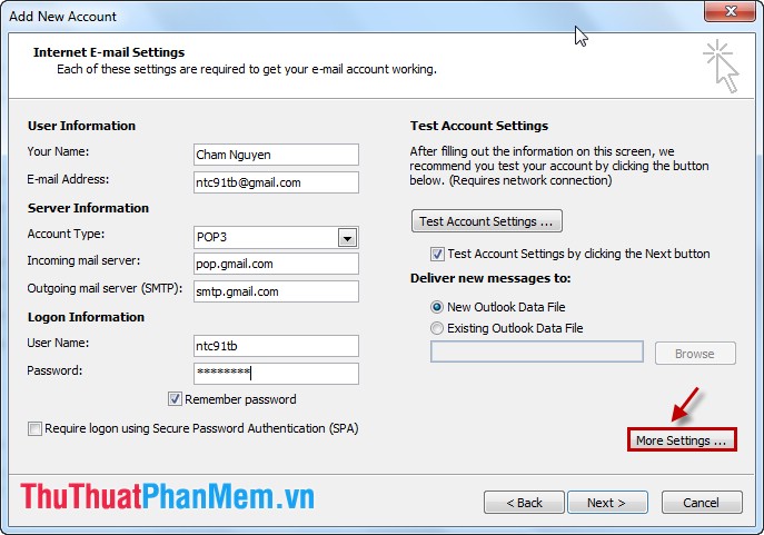 Instructions for configuring Gmail on Outlook Picture 11