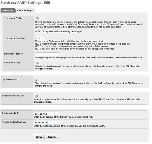 Instructions for configuring pfSense 2.0 Cluster using CARP Picture 4