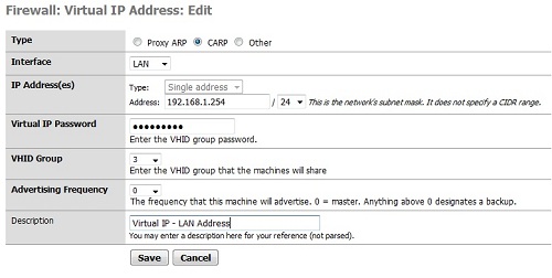 Instructions for configuring pfSense 2.0 Cluster using CARP Picture 6