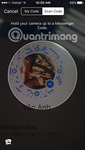 Instructions for connecting friends on Facebook Messenger with Code Picture 5