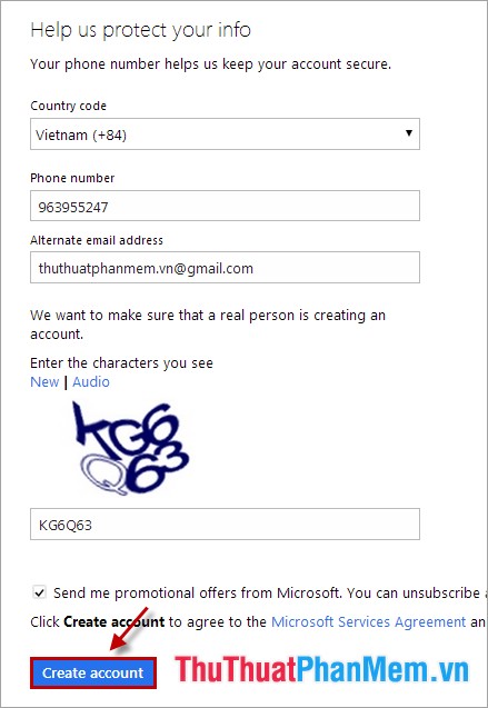 Instructions for creating a HotMail account Picture 4