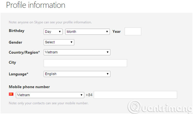 Instructions for creating a Skype account Picture 3