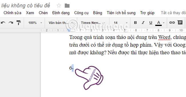 Instructions for creating caret in Google Docs Picture 5
