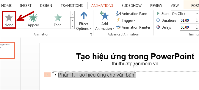 Instructions for creating effects in PowerPoint Picture 7