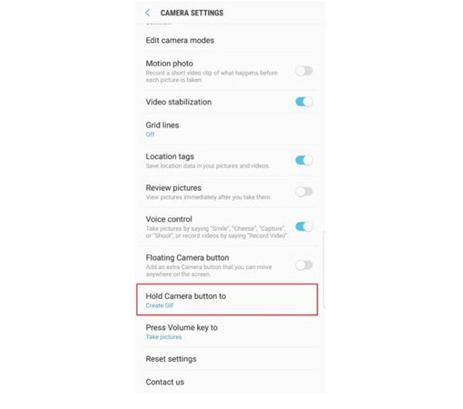 Instructions for creating GIF images using the capture button on Galaxy S9 Picture 2