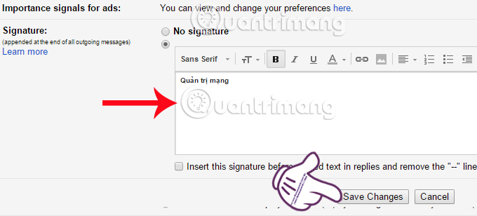 Instructions for creating Gmail signatures with images Picture 4