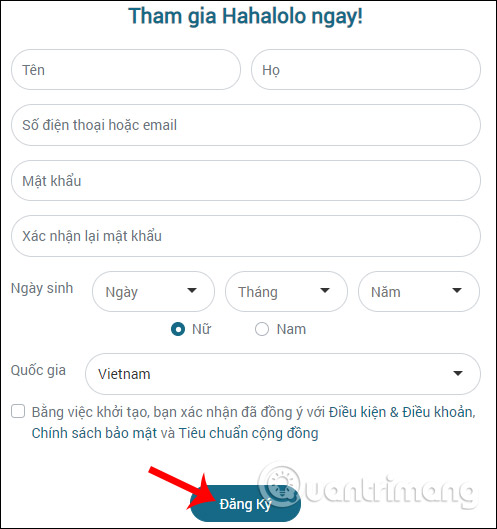 Instructions for creating Hahalolo account Picture 1