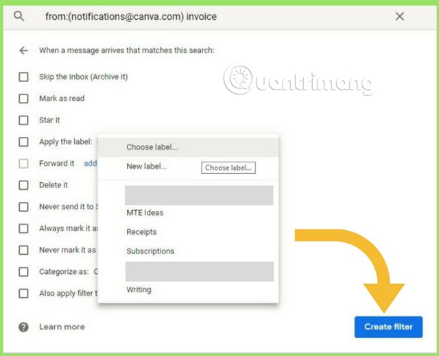 Instructions for creating incoming mail filters on Gmail Picture 6