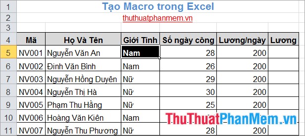 Instructions for creating Macros in Excel Picture 5
