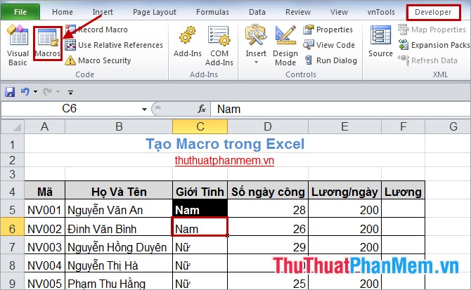 Instructions for creating Macros in Excel Picture 7
