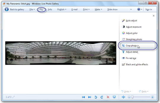 Instructions for creating Panoramic images with Windows Live Photo Gallery Picture 11