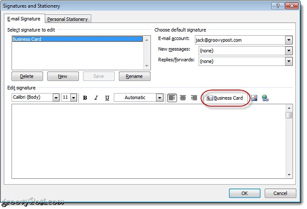 Instructions for creating signatures with Business Card in Outlook Picture 14