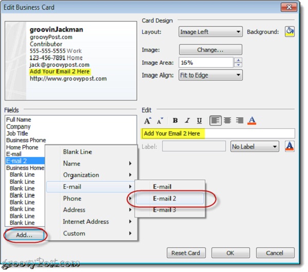 Instructions for creating signatures with Business Card in Outlook Picture 6