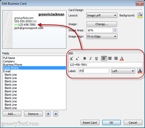 Instructions for creating signatures with Business Card in Outlook Picture 7