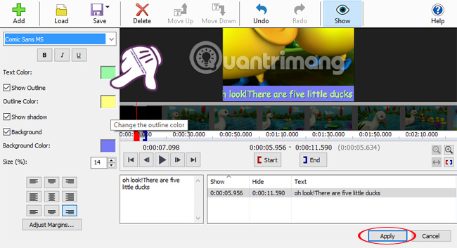 Instructions for creating subtitles for videos with VideoPad Picture 7