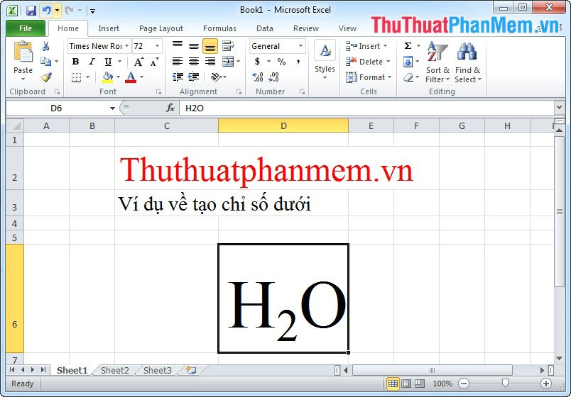 Instructions for creating superscript, subscript in Excel Picture 6