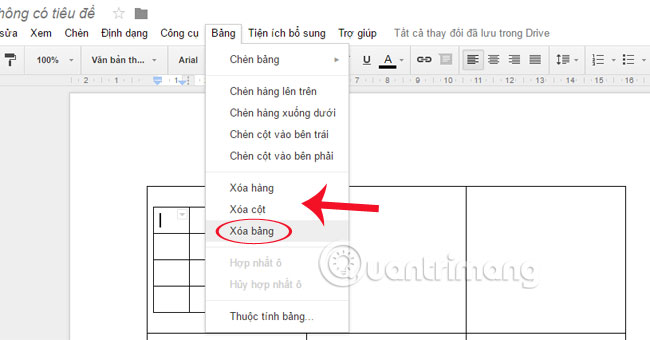 Instructions for creating tables, deleting tables in Google Docs Picture 4