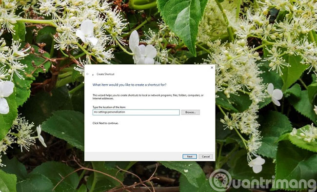 Instructions for creating the Settings shortcut on Windows 10 Picture 1