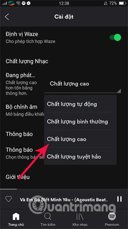 Instructions for customizing music quality on Spotify Picture 4