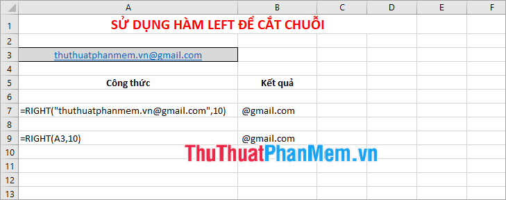 Instructions for cutting strings, concatenating strings in Excel Picture 3