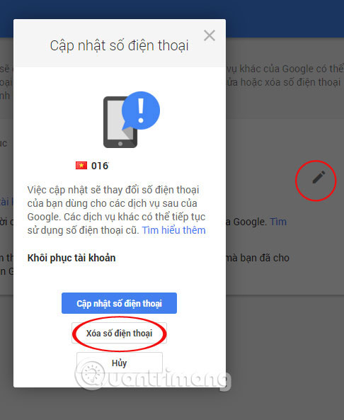 Instructions for deleting, changing, adding phone numbers in Gmail Picture 9