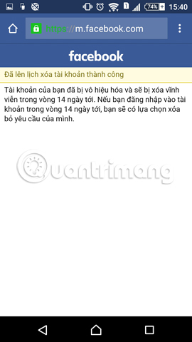 Instructions for deleting Facebook temporarily, permanently on Android Picture 12