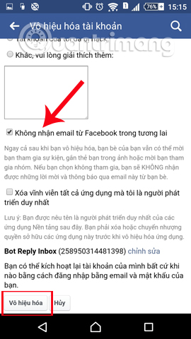 Instructions for deleting Facebook temporarily, permanently on Android Picture 9