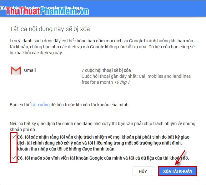 Instructions for deleting Gmail account (Google) Picture 5