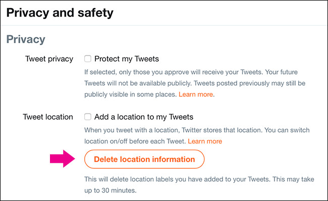 Instructions for deleting location information in posted tweets Picture 3