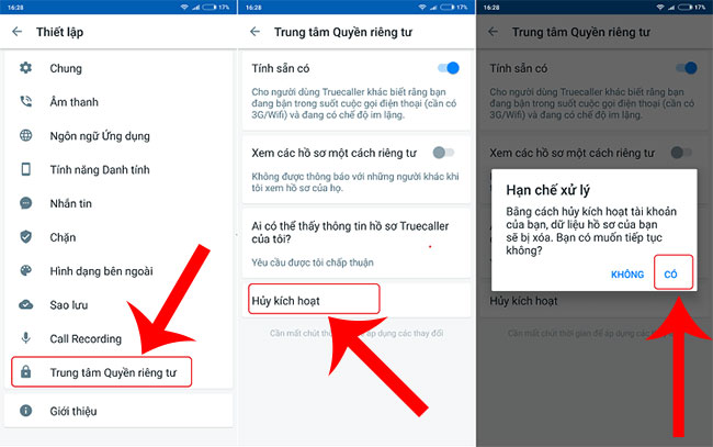 Instructions for deleting personal information on TrueCaller call blocking application Picture 2