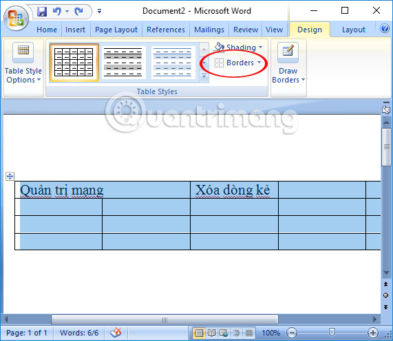 Instructions for deleting table paths in Word Picture 6