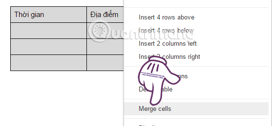 Instructions for dividing and merging columns on Google Docs Picture 3