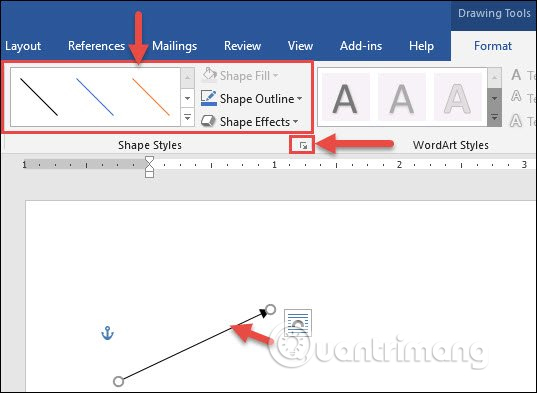 Instructions for drawing arrows in Microsoft Word Picture 5