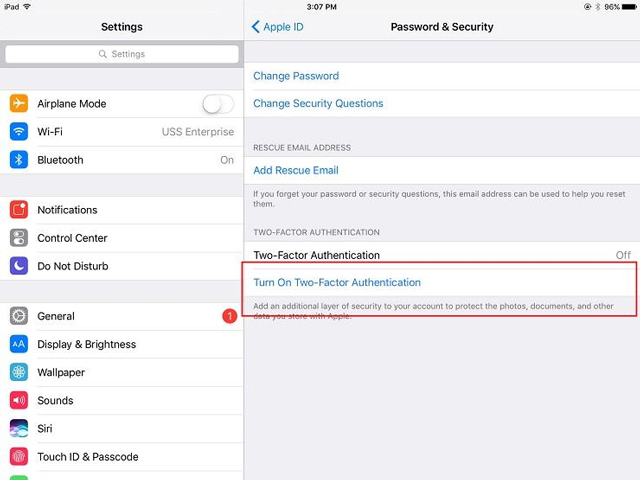 Instructions for enabling 2-layer authentication for iCloud on Apple devices Picture 3