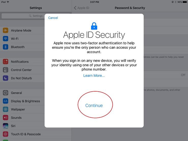 Instructions for enabling 2-layer authentication for iCloud on Apple devices Picture 4