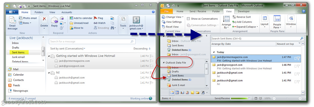 Instructions for exporting Windows Live Mail to Outlook 2010 Picture 7